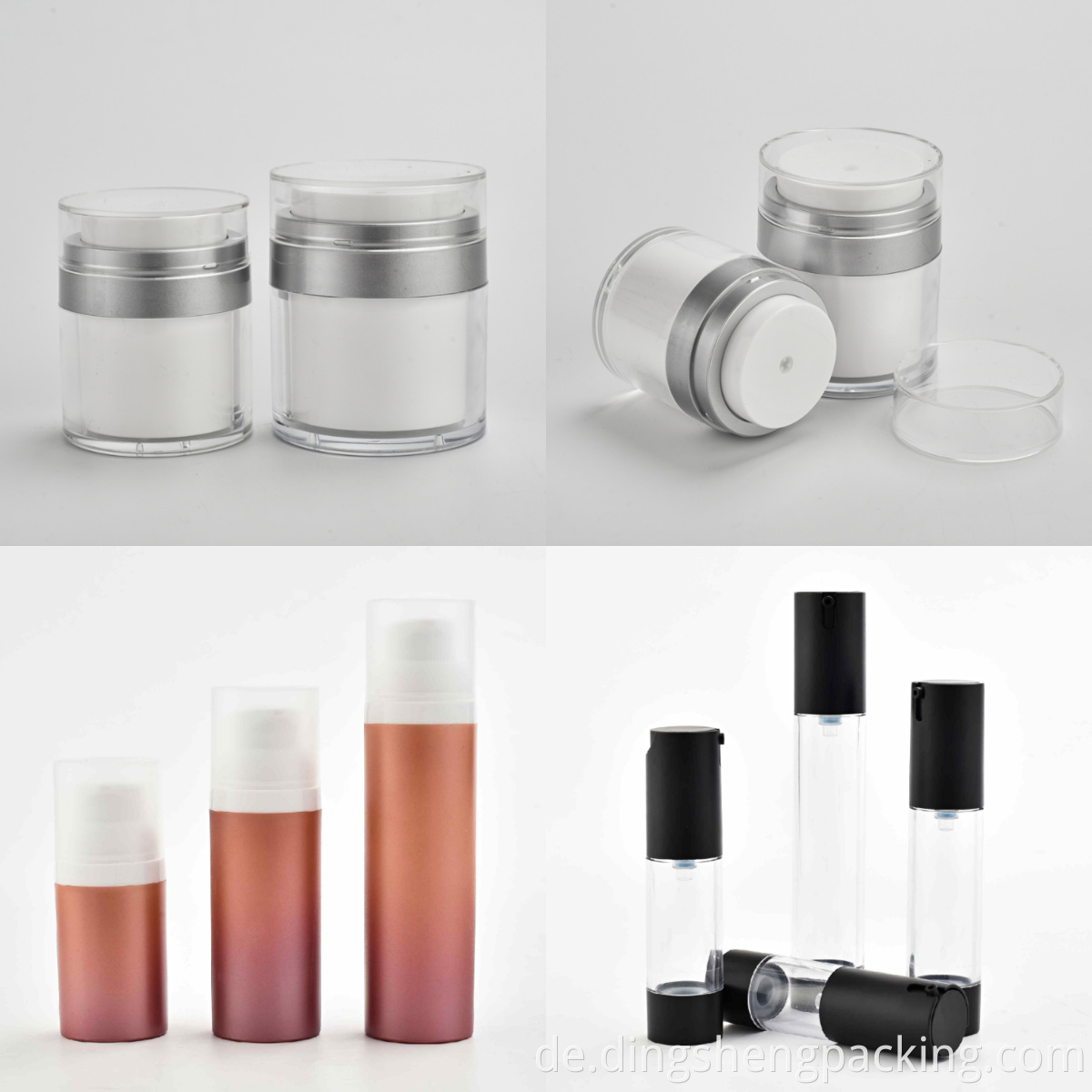 Plastic Cosmetic Container Acrylic Round Airless Pump Face cream jar Bottle